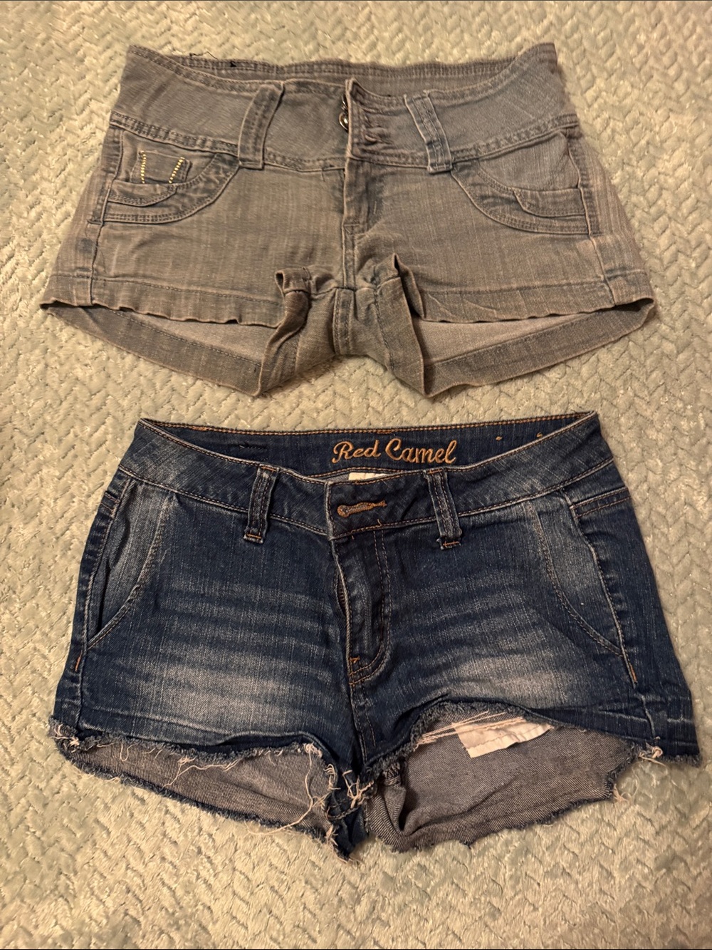 Red Camel Women's Denim Shorts Duo - Dark Blue and Light Gray